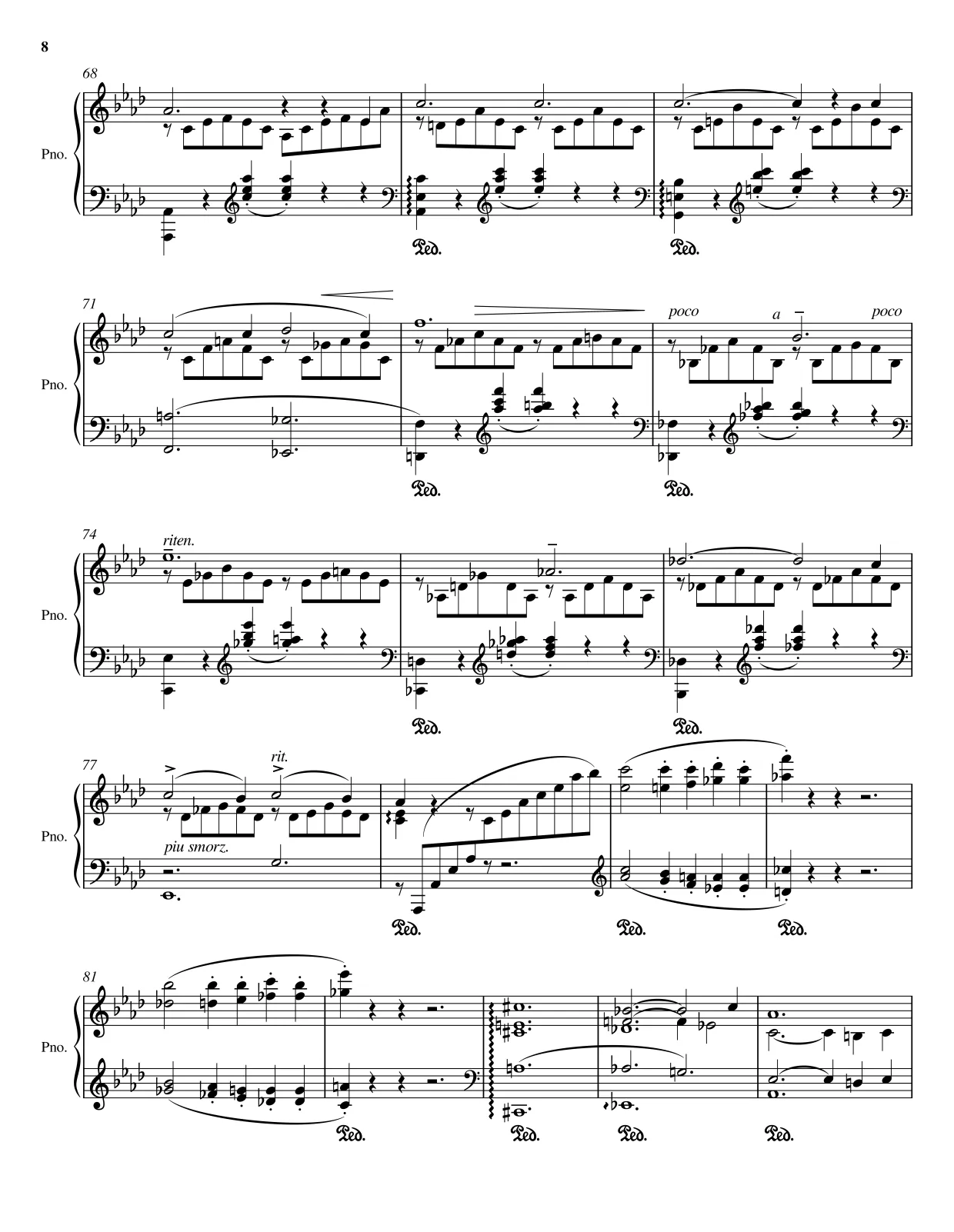 Sheet music page 8 Liebestraum No. 3 - Advanced Version