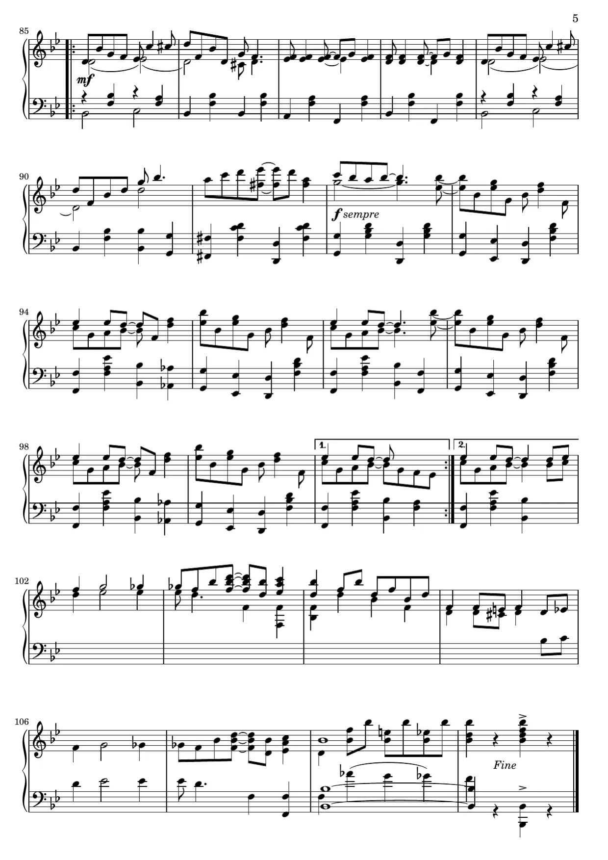 Sheet music page 5, Magnetic Rag - Advanced Version
