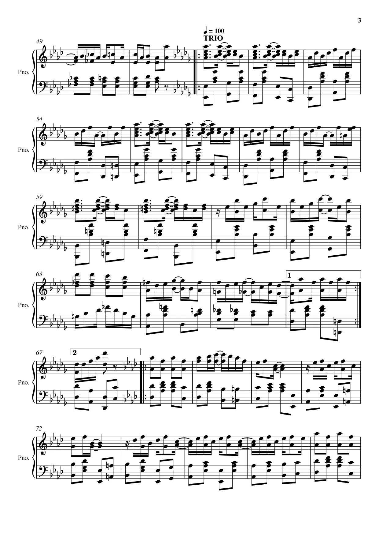 Sheet music page 3 Maple Leaf Rag - Advanced Version
