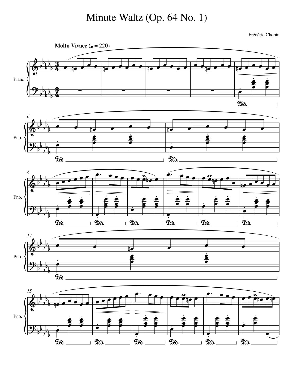 Notenseite 1 Minutenwalzer (op. 64 Nr. 1) - Fortgeschrittene Version
