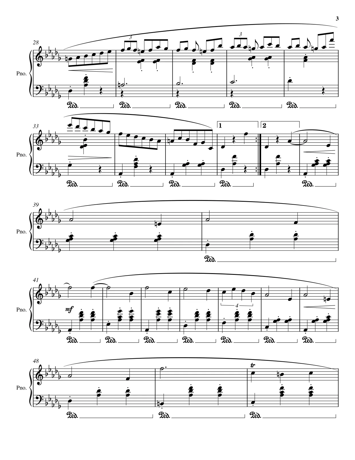 Notenseite 3 Minutenwalzer (op. 64 Nr. 1) - Fortgeschrittene Version