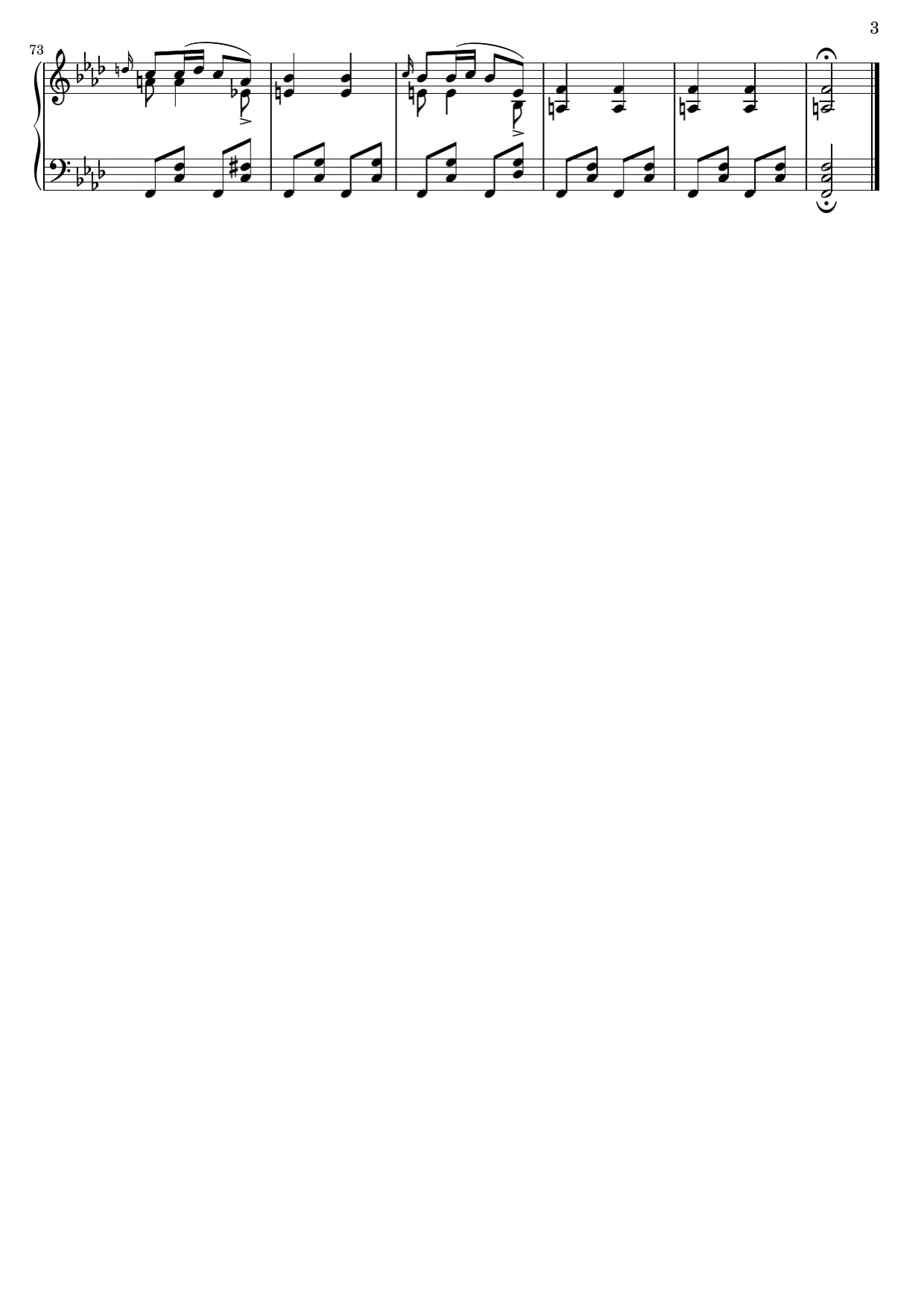 Sheet music page 3, Moment Musical No. 3 - Intermediate Version