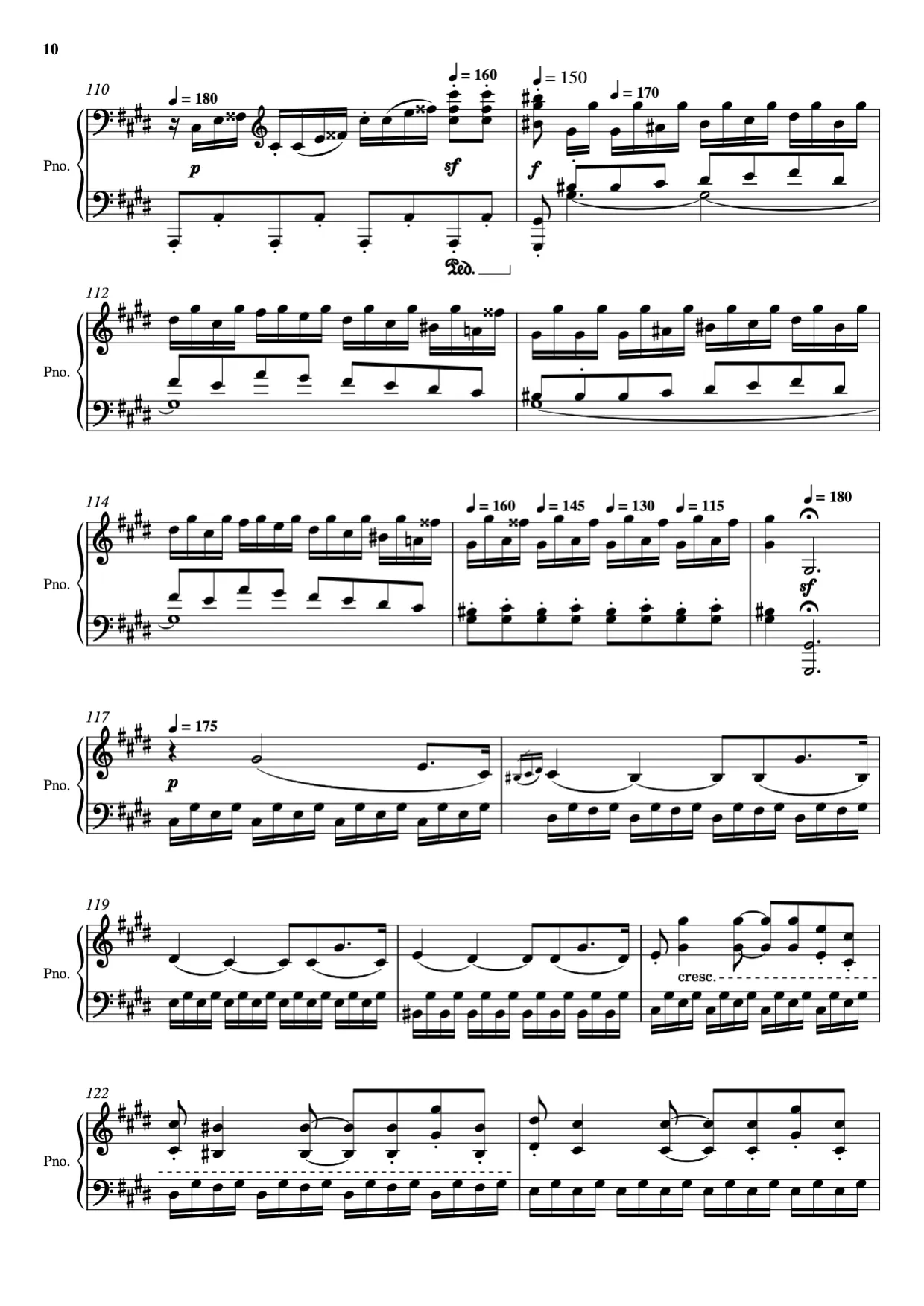 Sheet music page 10 Moonlight Sonata — 3rd Movement - Advanced Version