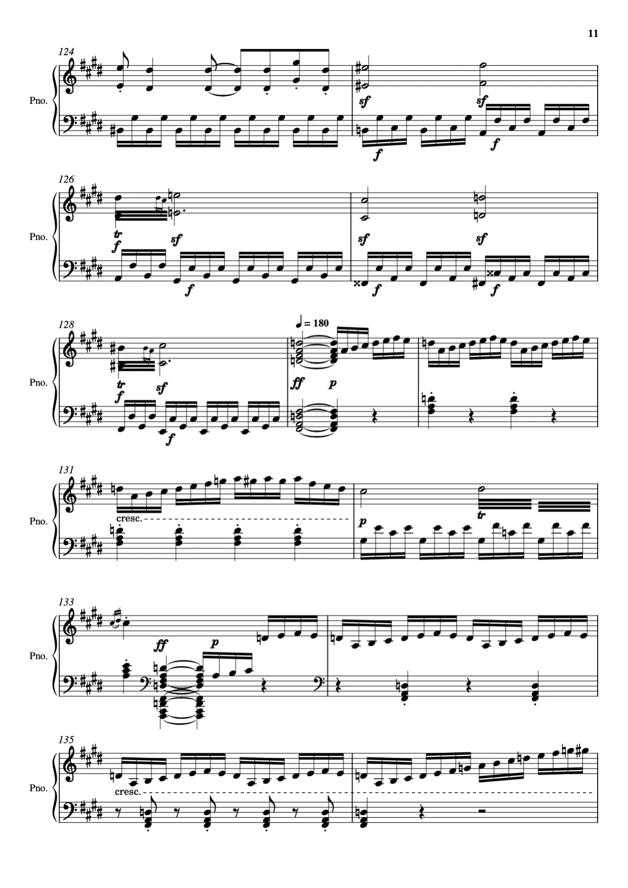 Sheet music page 11 Moonlight Sonata — 3rd Movement - Advanced Version