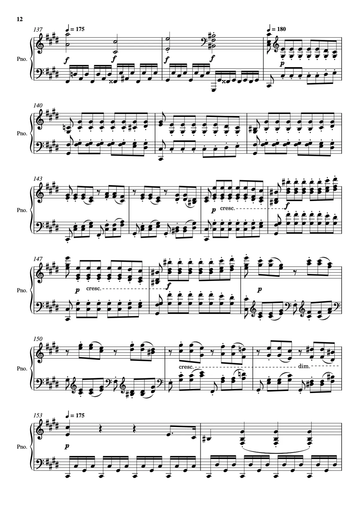Sheet music page 12 Moonlight Sonata — 3rd Movement - Advanced Version