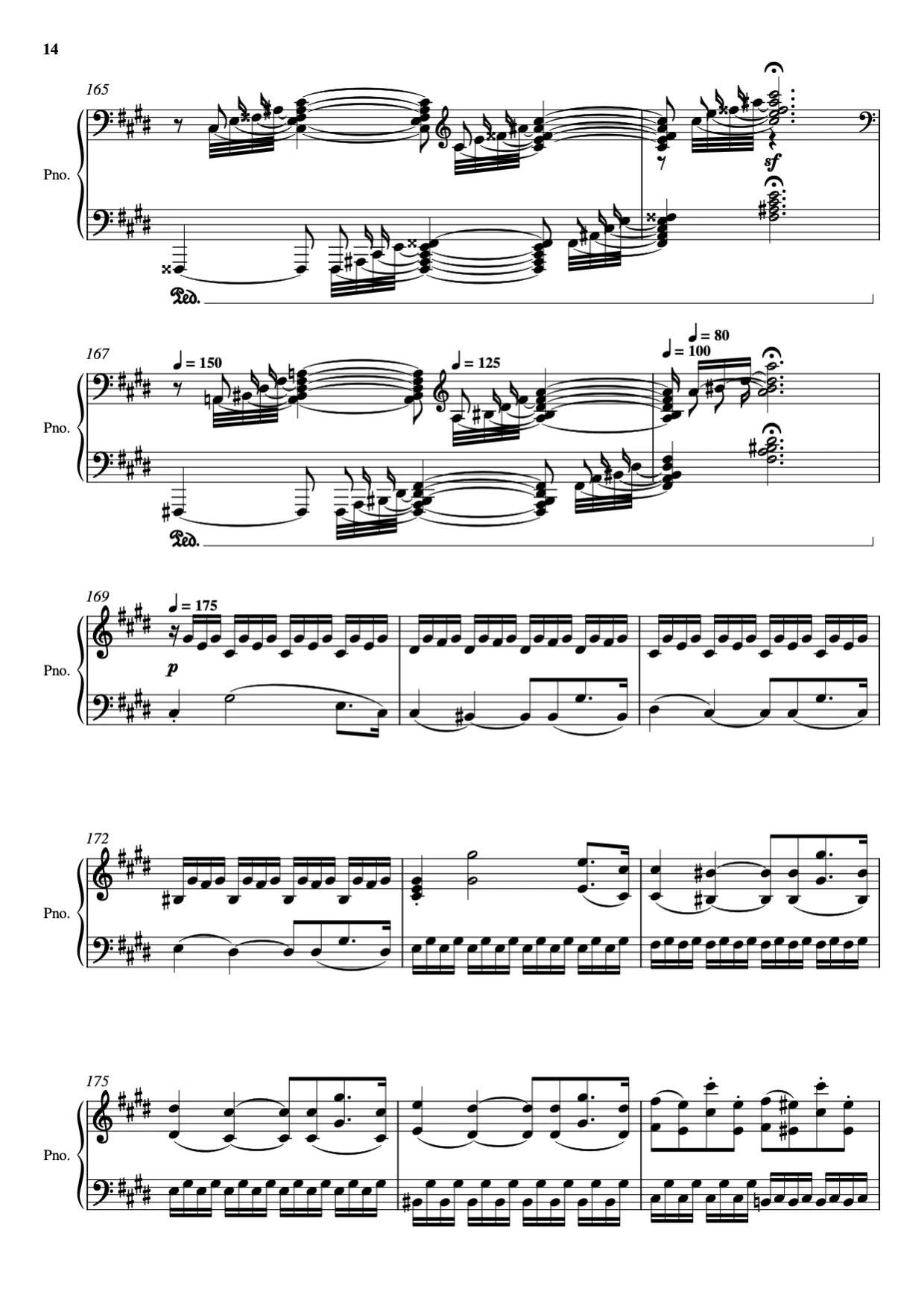 Sheet music page 14 Moonlight Sonata — 3rd Movement - Advanced Version
