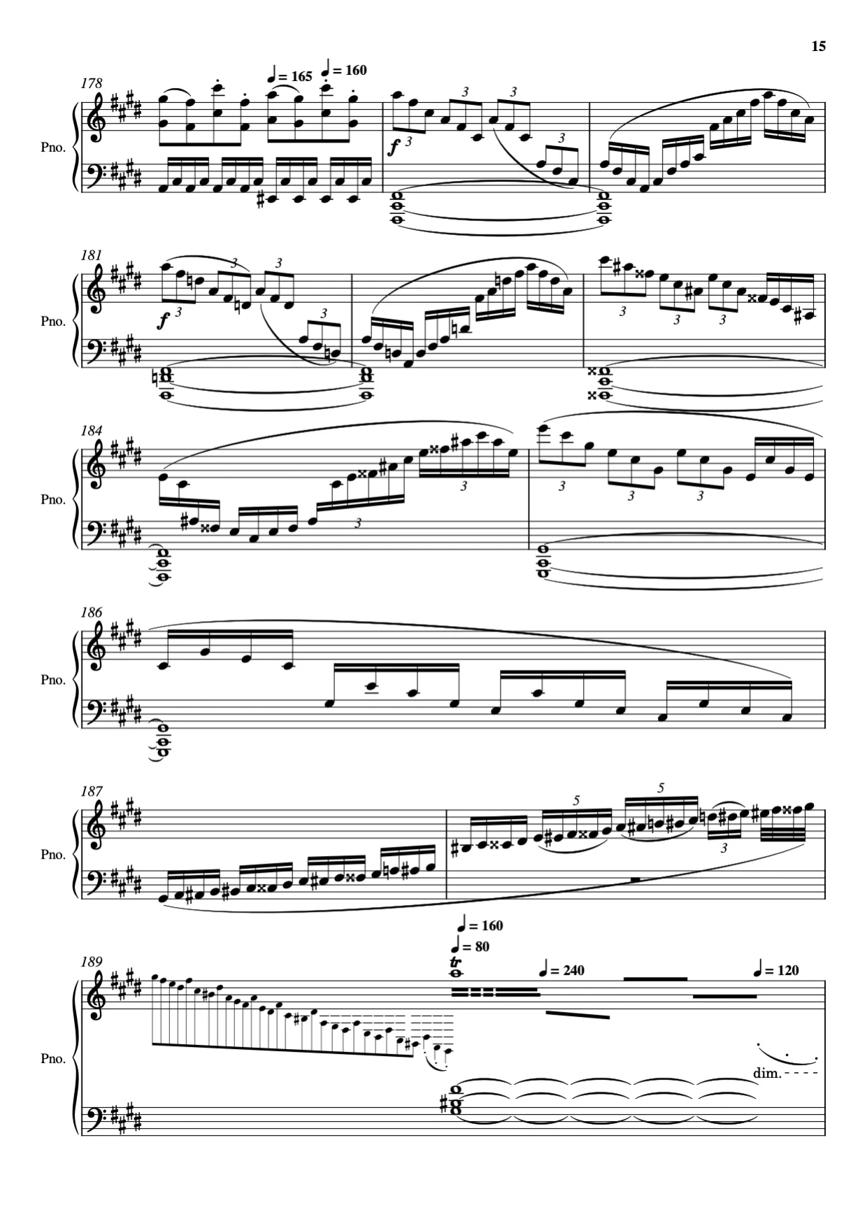 Sheet music page 15 Moonlight Sonata — 3rd Movement - Advanced Version