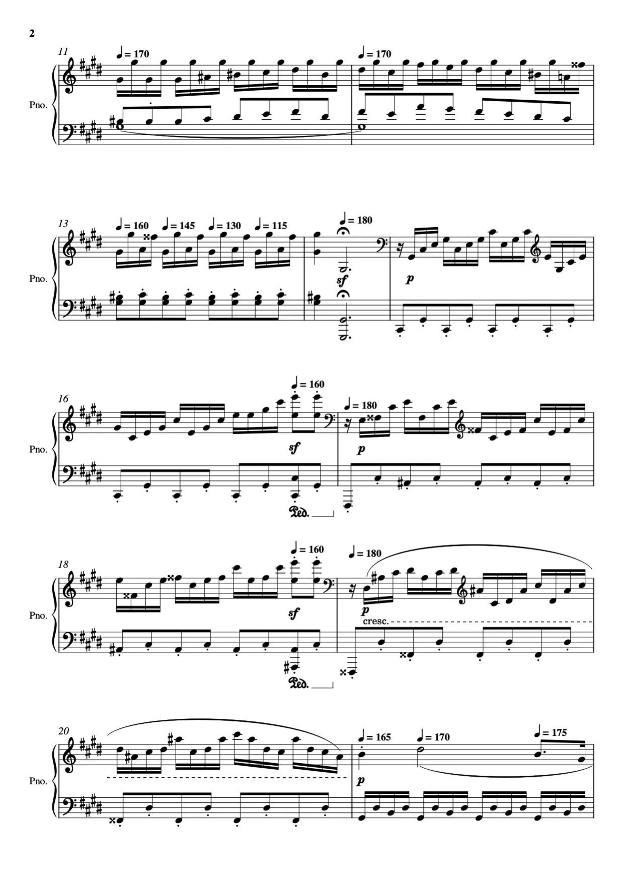 Sheet music page 2 Moonlight Sonata — 3rd Movement - Advanced Version