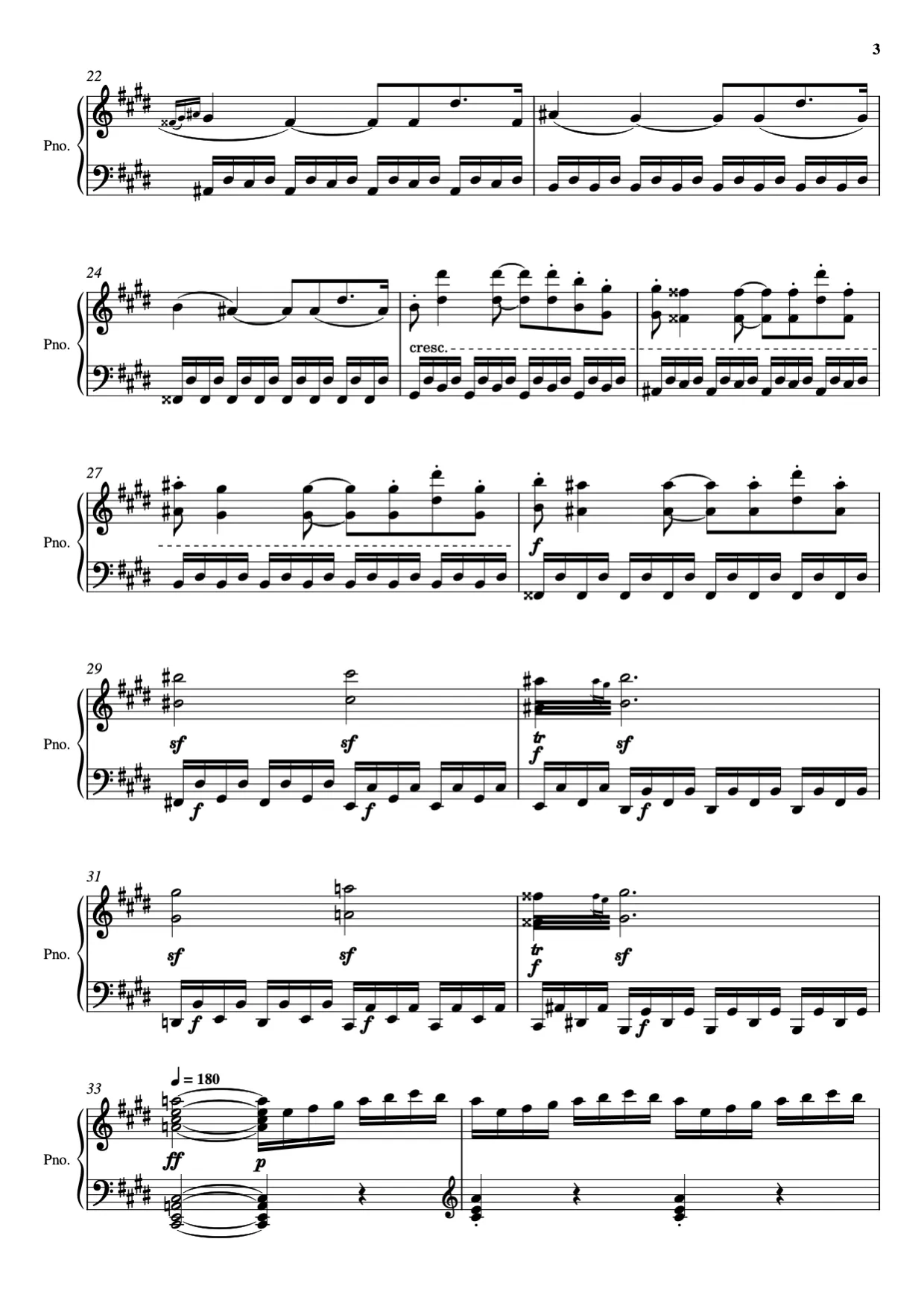 Sheet music page 3 Moonlight Sonata — 3rd Movement - Advanced Version