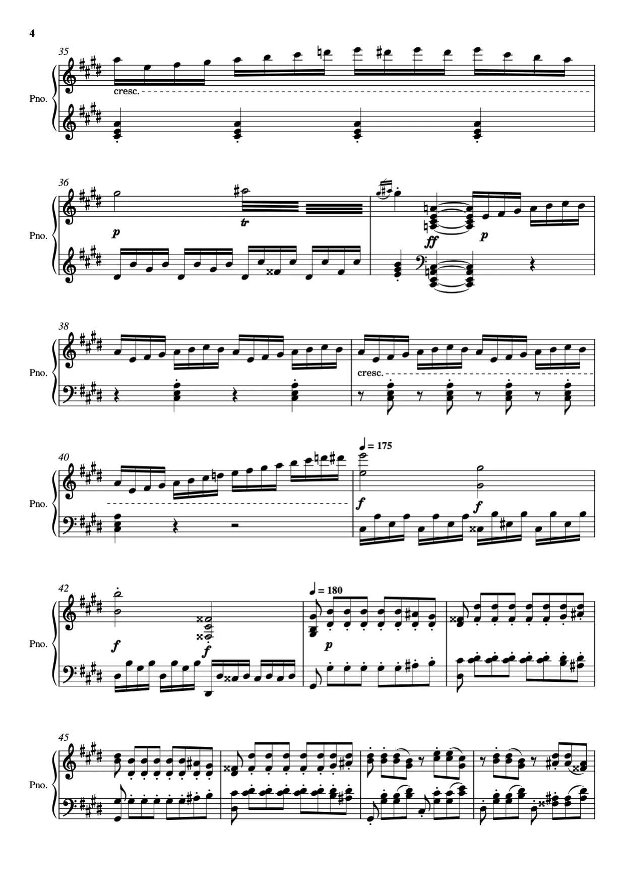 Sheet music page 4 Moonlight Sonata — 3rd Movement - Advanced Version
