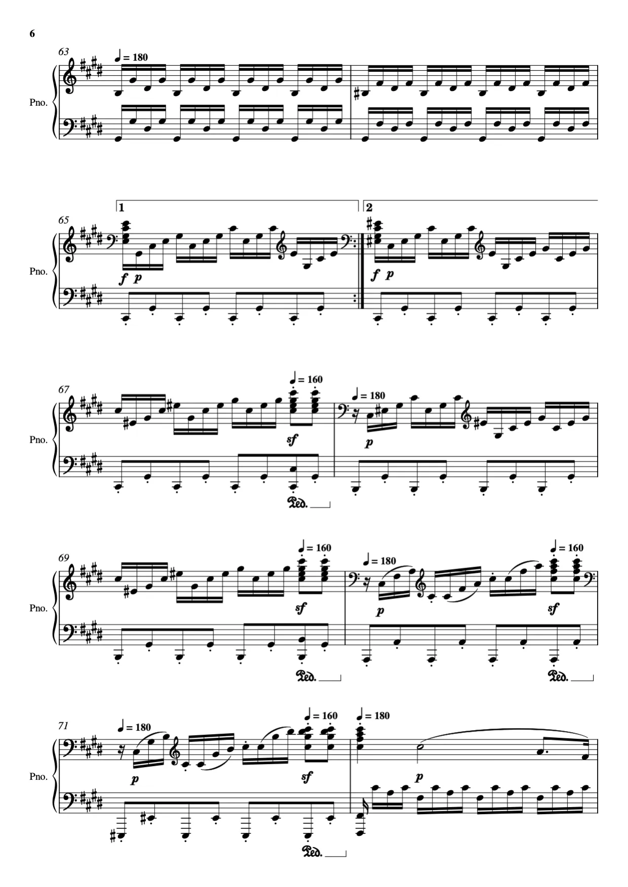 Sheet music page 6 Moonlight Sonata — 3rd Movement - Advanced Version