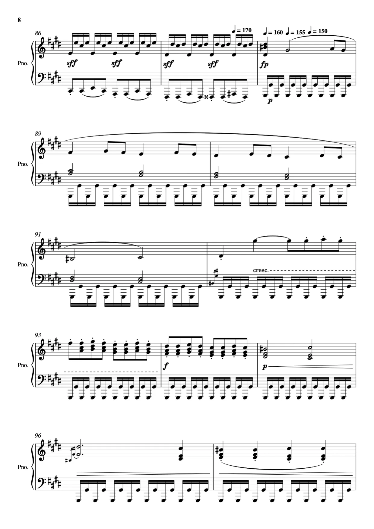 Sheet music page 8 Moonlight Sonata — 3rd Movement - Advanced Version