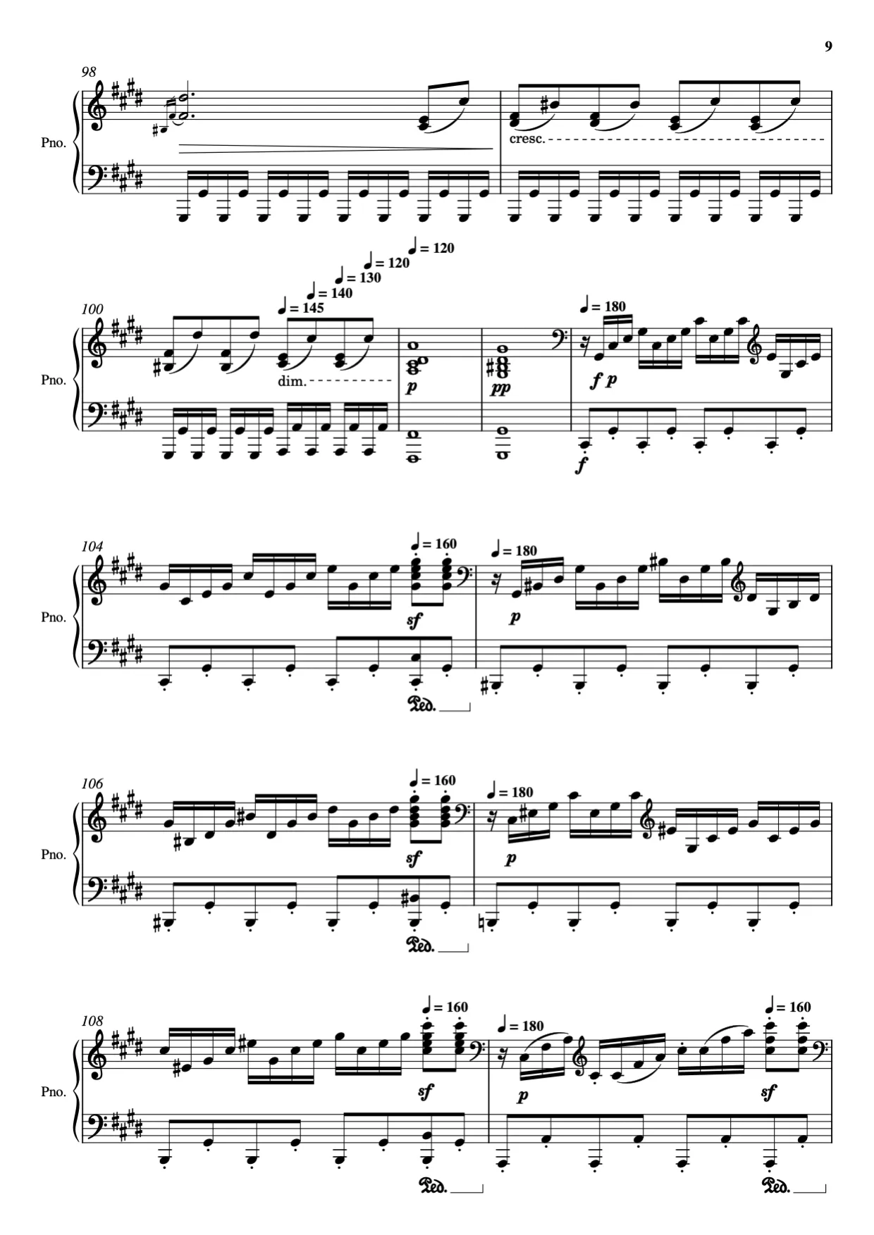 Sheet music page 9 Moonlight Sonata — 3rd Movement - Advanced Version