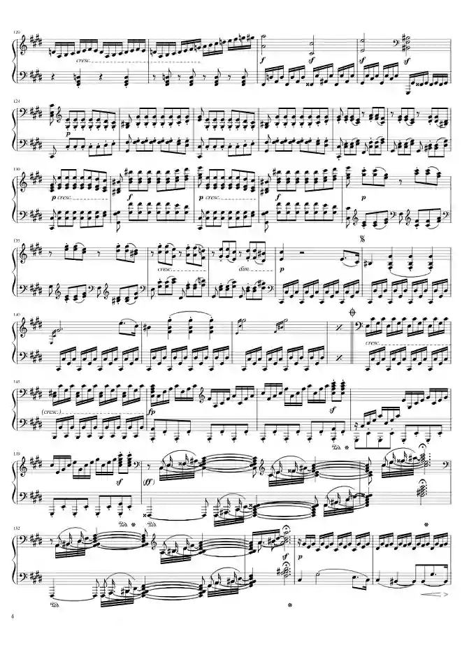 Sheet music page 4 Moonlight Sonata (Piano Sonata No. 14, Op.27 No.2, in C-sharp minor) - Advanced Version