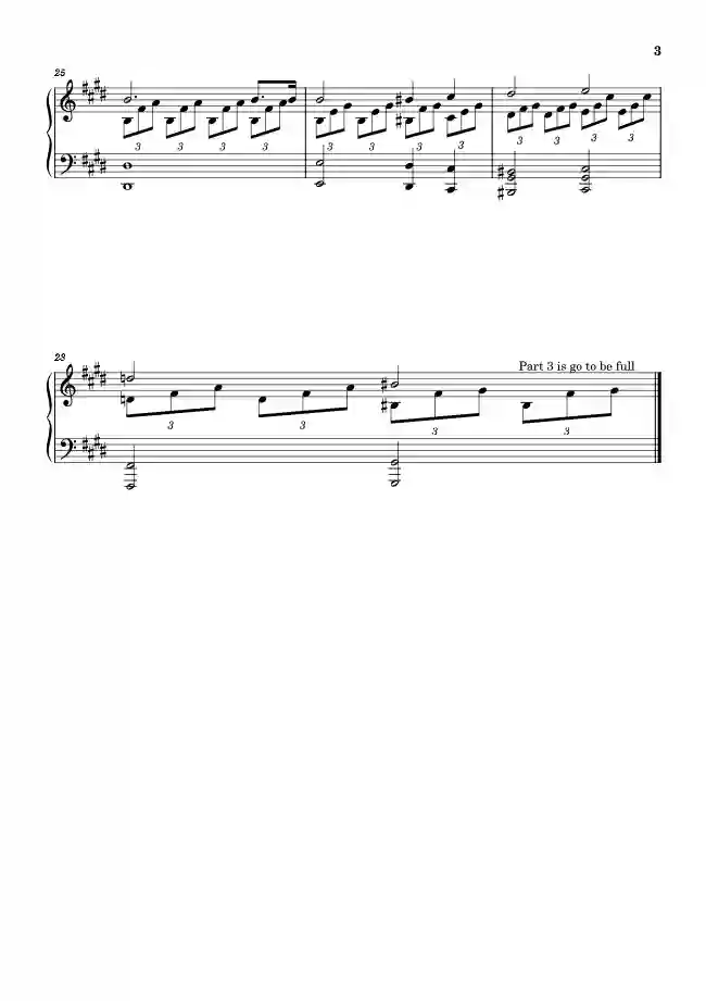 Sheet music page 3 Moonlight Sonata (Piano Sonata No. 14, Op.27 No.2, in C-sharp minor) - Beginner Version