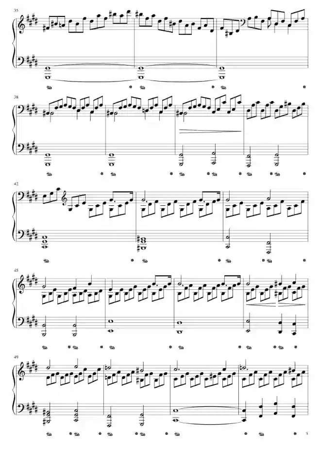 Sheet music page 3 Moonlight Sonata (Piano Sonata No. 14, Op.27 No.2, in C-sharp minor) - Intermediate Version