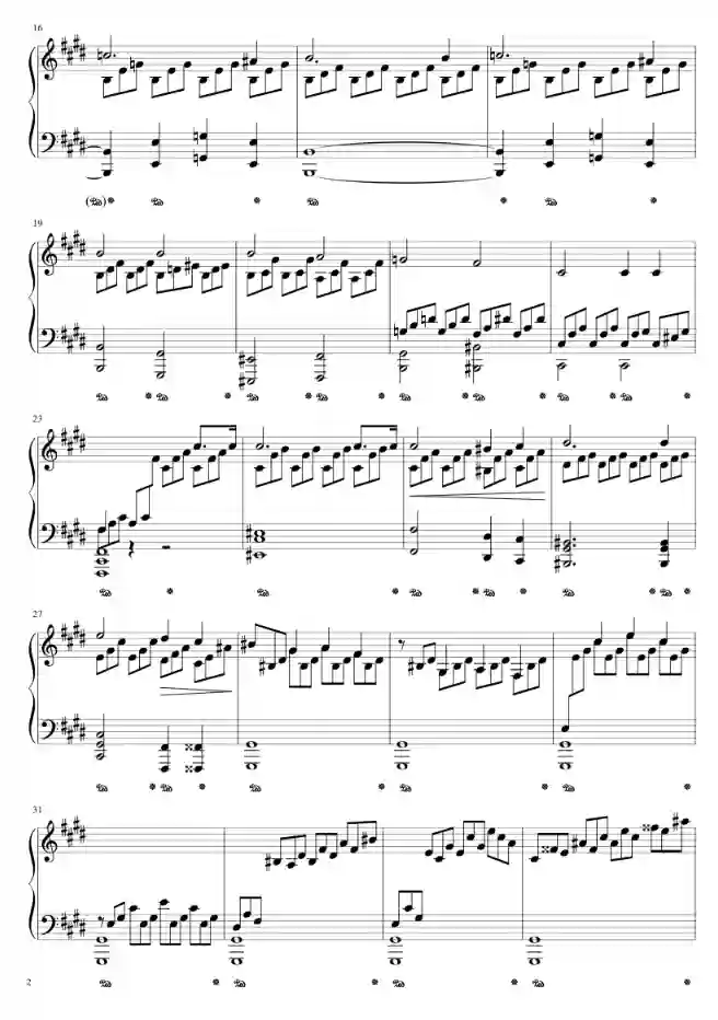 Sheet music page 2 Moonlight Sonata (Piano Sonata No. 14, Op.27 No.2, in C-sharp minor) - Intermediate Version