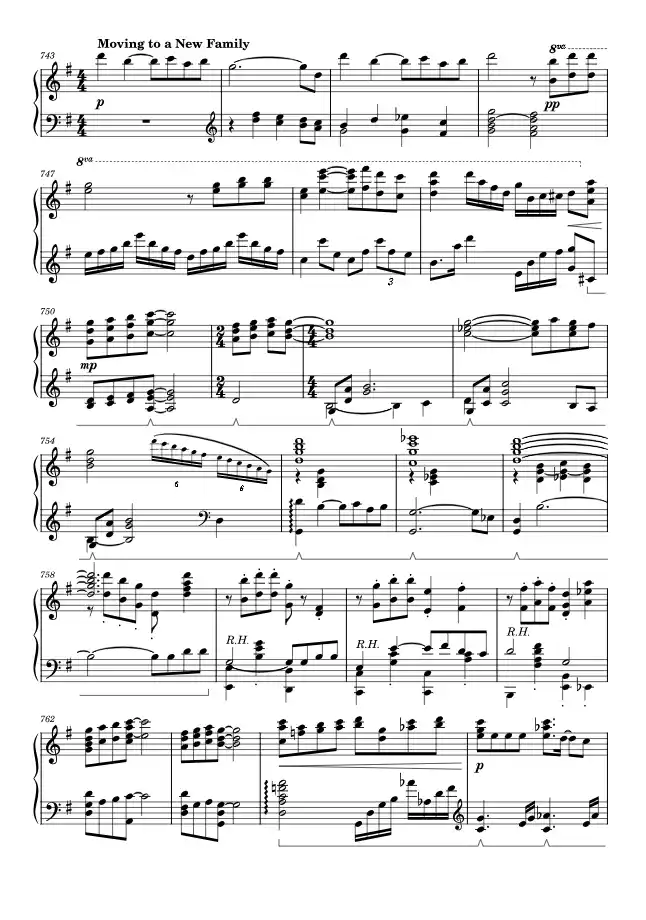 Sheet music page 1 Moving to a New House - Intermediate Version