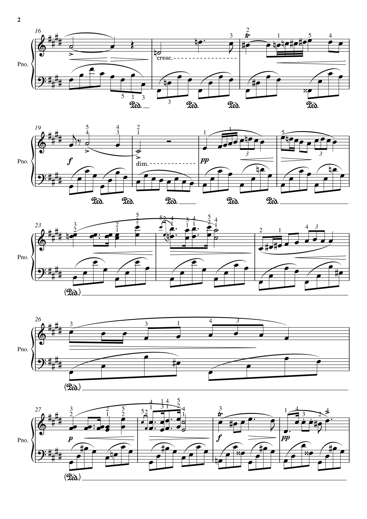 Sheet music page 2 Nocturne No. 20 in C-sharp minor - Advanced Version