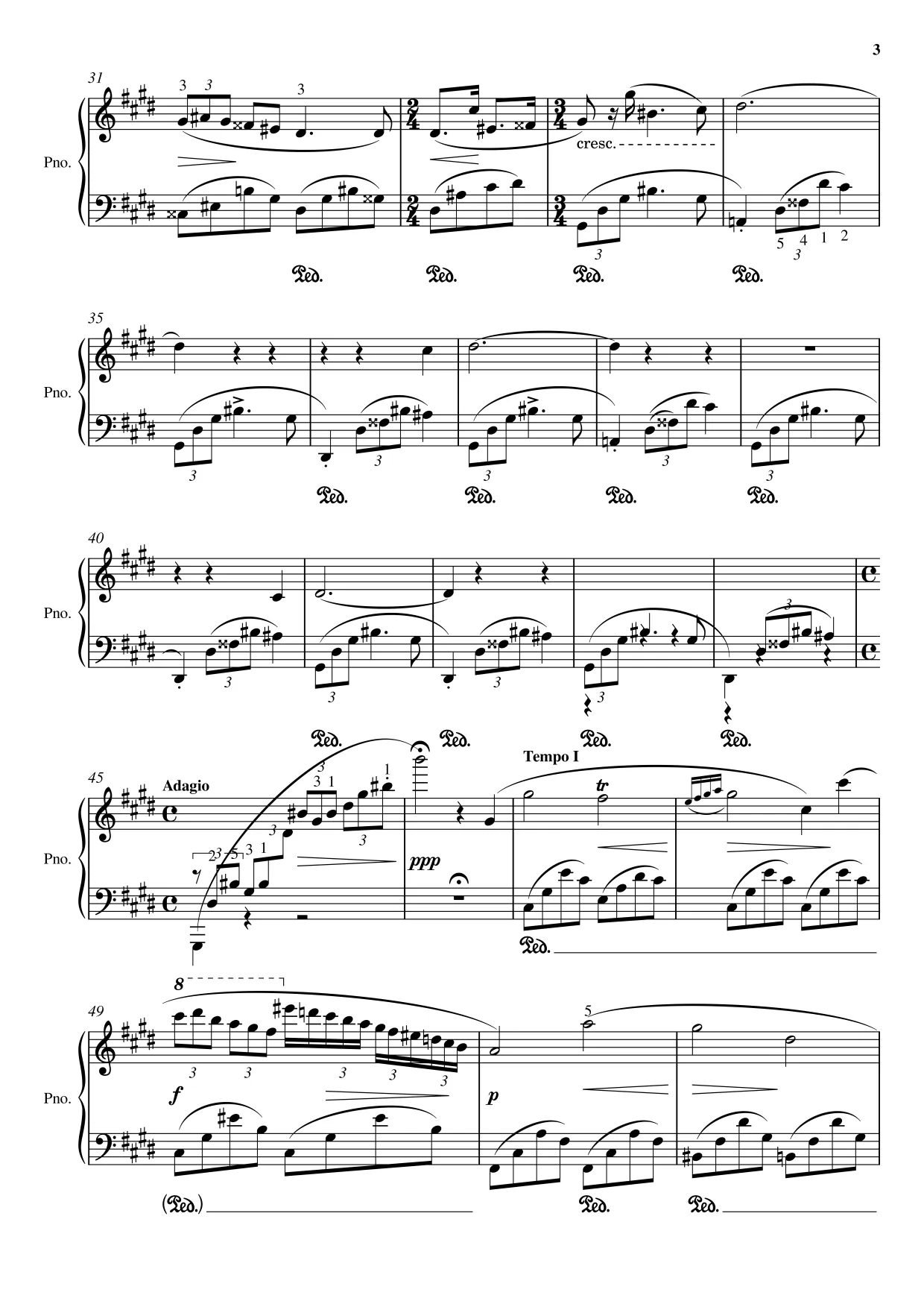 Sheet music page 3 Nocturne No. 20 in C-sharp minor - Advanced Version