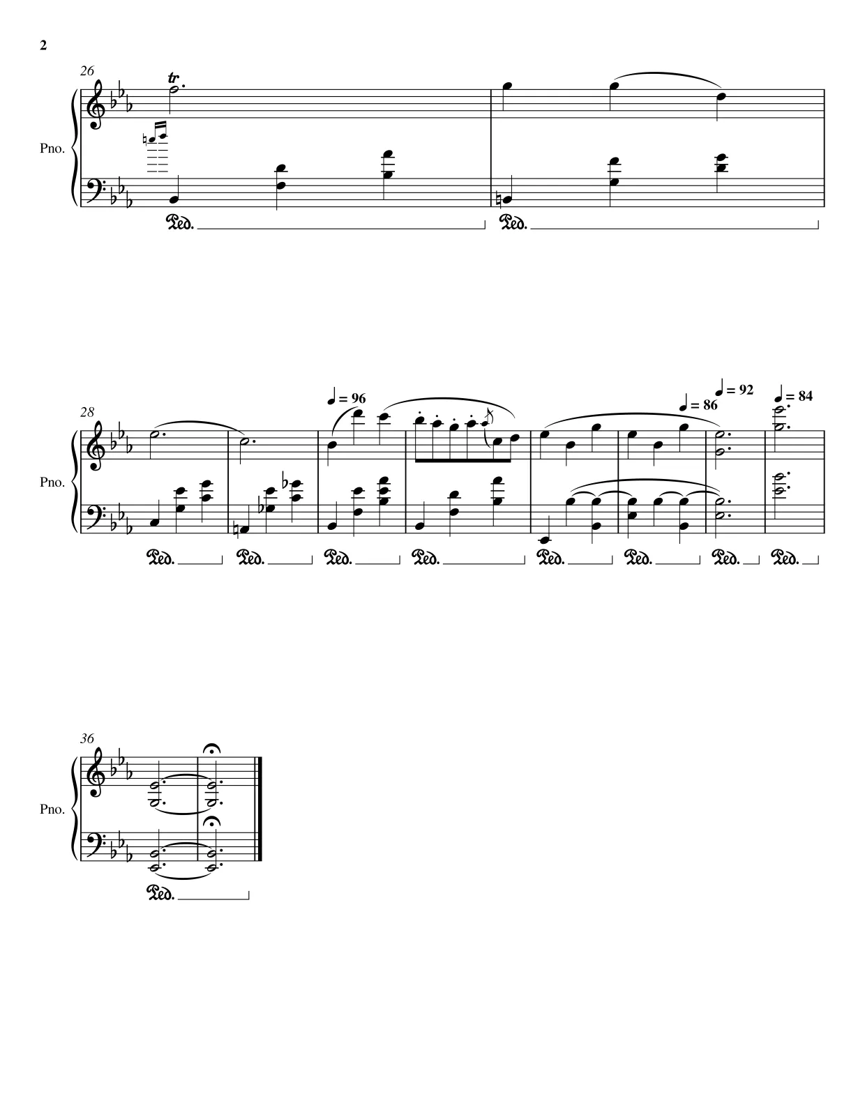 Sheet music page 2 Nocturne Op. 9 No. 1 - Intermediate Version