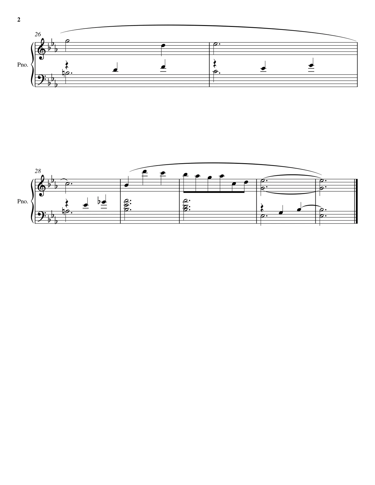 Sheet music page 2 Nocturne Op. 9 No. 2 - Beginner Version