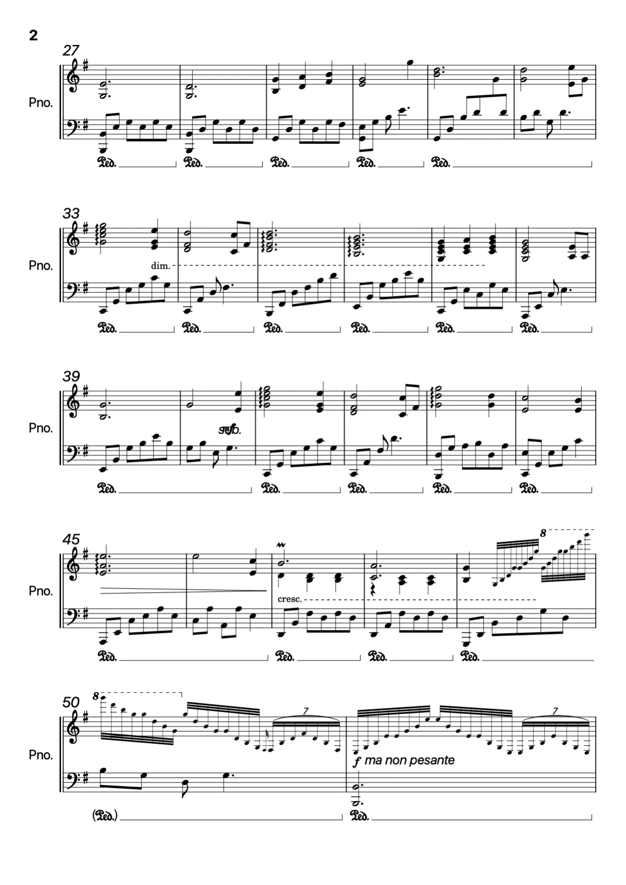 Notenseite 2, O mio babbino caro - Fortgeschrittene Version