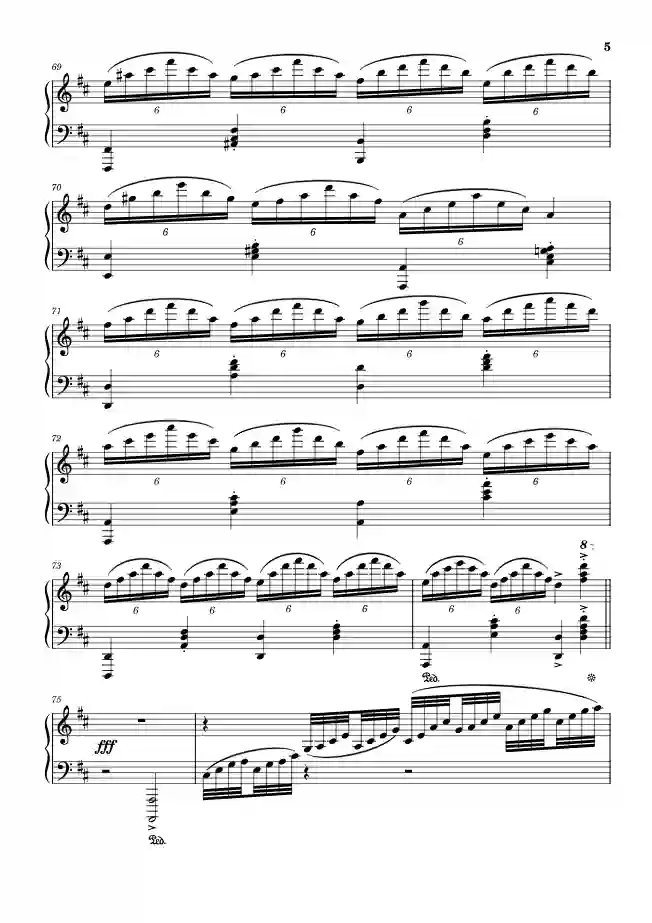 Sheet music page 5 Ode to Joy (Symphony No. 9, Op. 125 in D minor) - Advanced Version