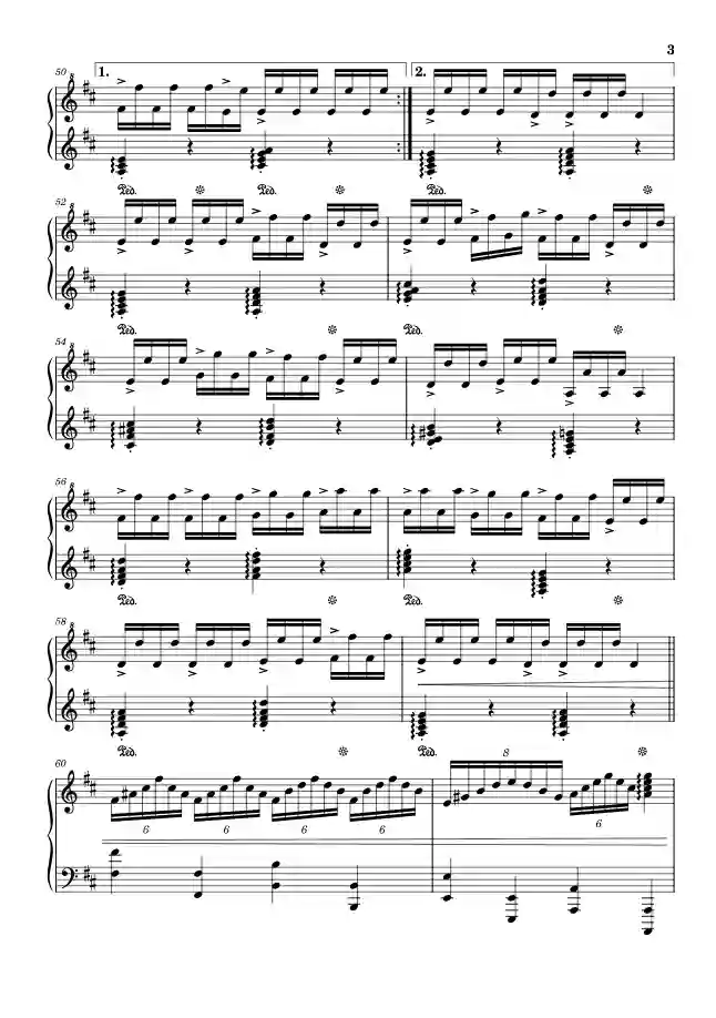 Sheet music page 3 Ode to Joy (Symphony No. 9, Op. 125 in D minor) - Advanced Version