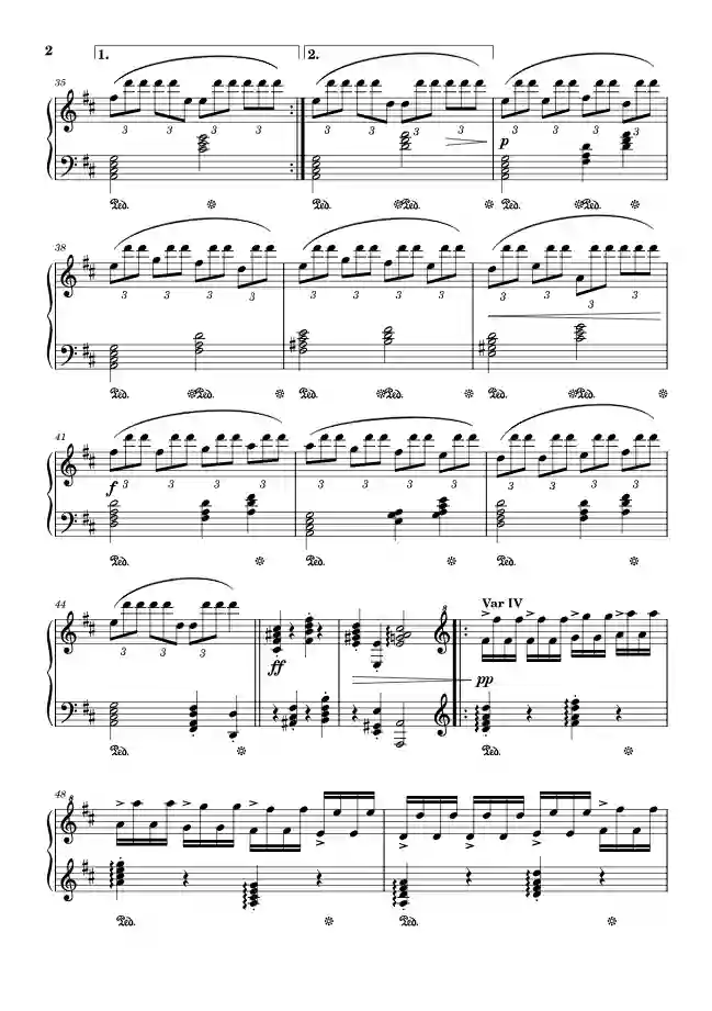 Sheet music page 2 Ode to Joy (Symphony No. 9, Op. 125 in D minor) - Advanced Version
