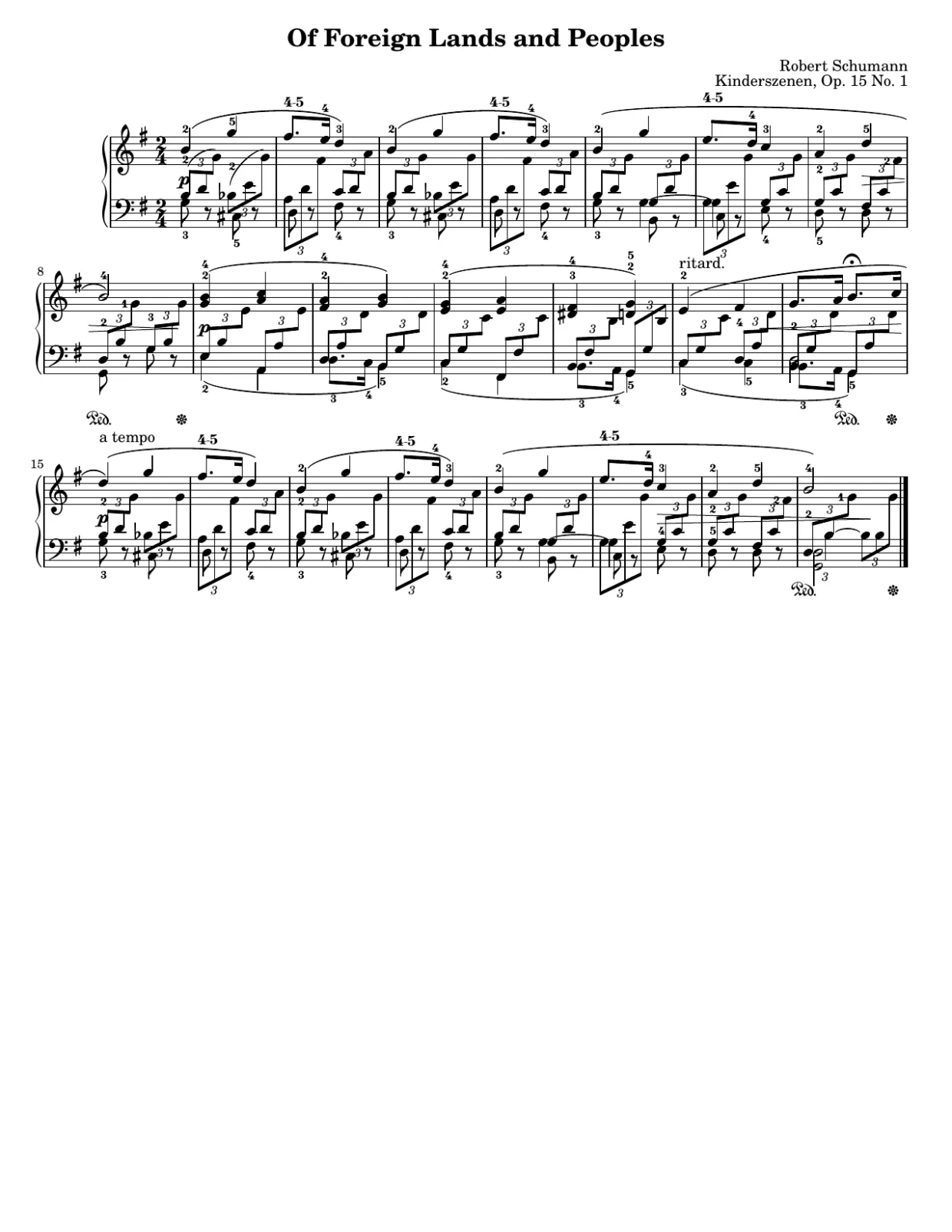 Bladmuziekpagina 1, Van vreemde landen en mensen (Kinderszenen nr. 1) - Gemiddelde versie