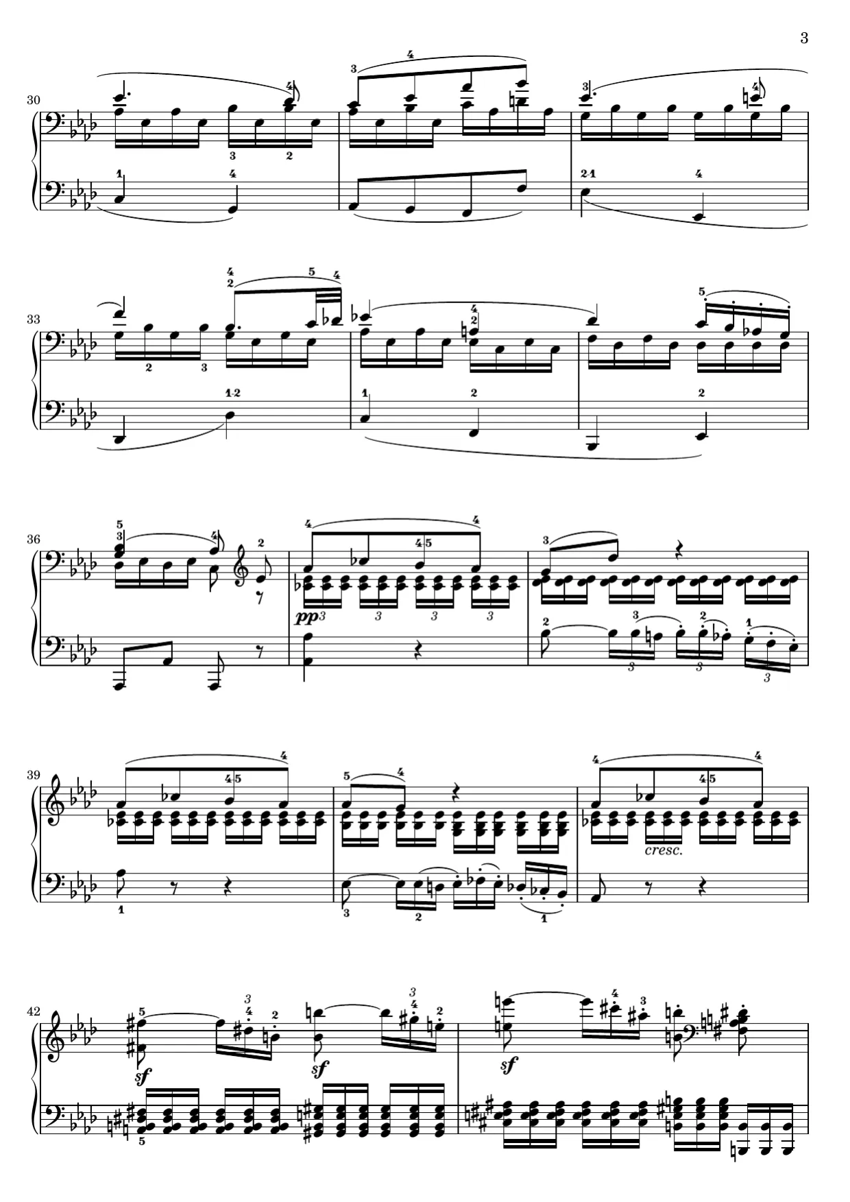 Sheet music page 3, Pathétique Sonata (2nd Movement) - Intermediate Version