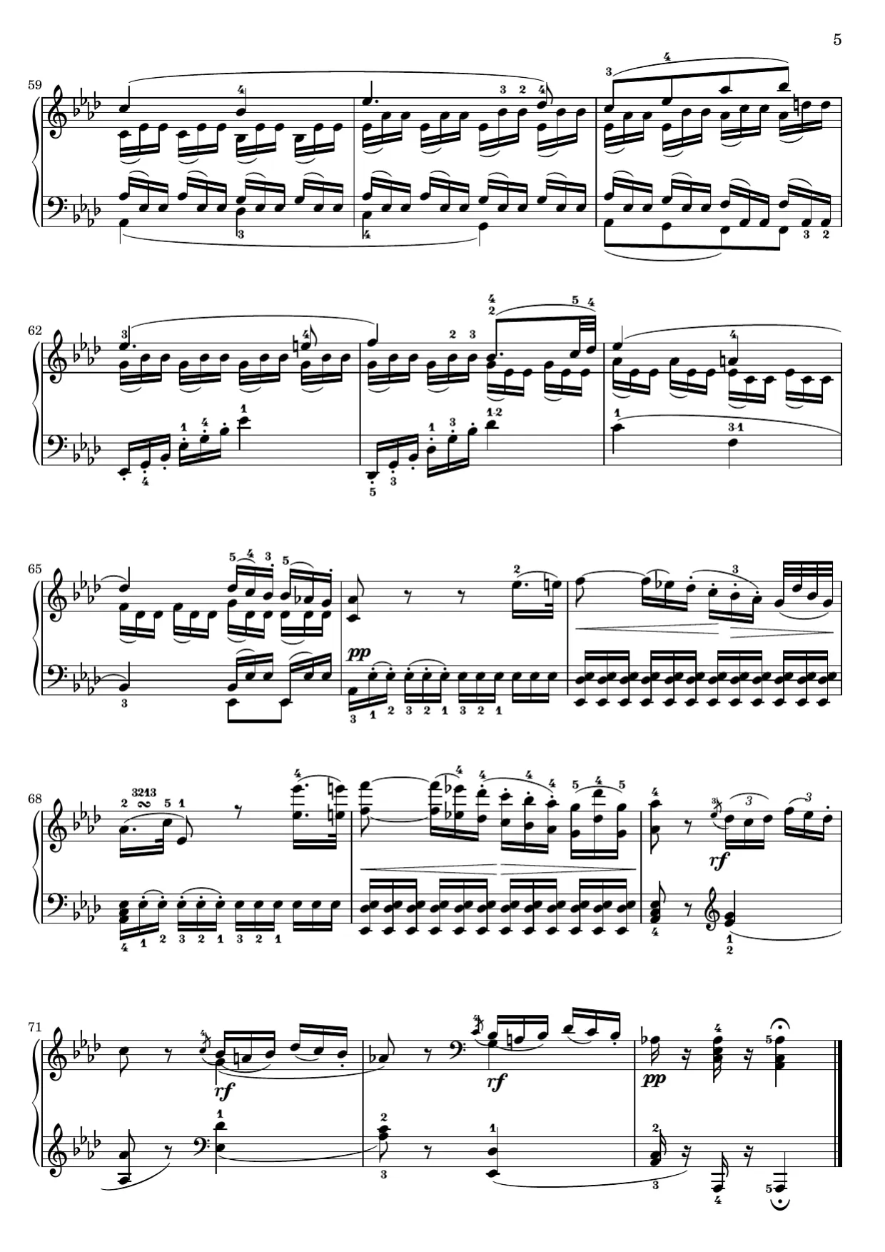 Sheet music page 5, Pathétique Sonata (2nd Movement) - Intermediate Version