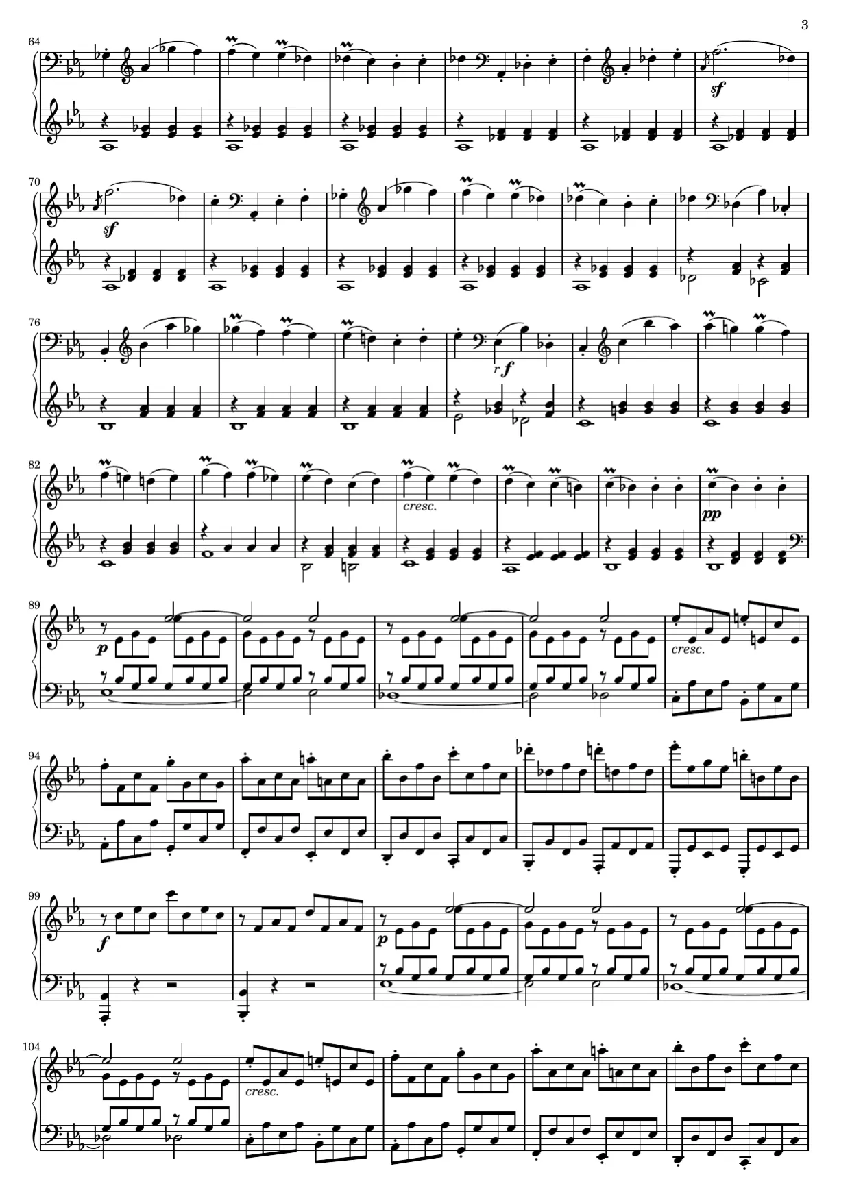 Sheet music page 3, Pathétique Sonata (1st Movement) - Advanced Version