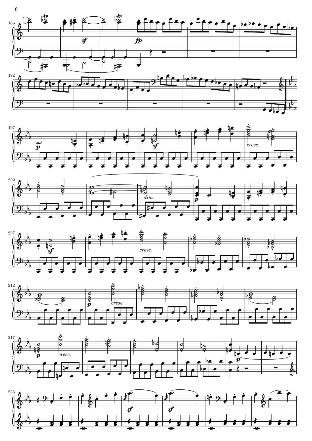 Sheet music page 6, Pathétique Sonata (1st Movement) - Advanced Version