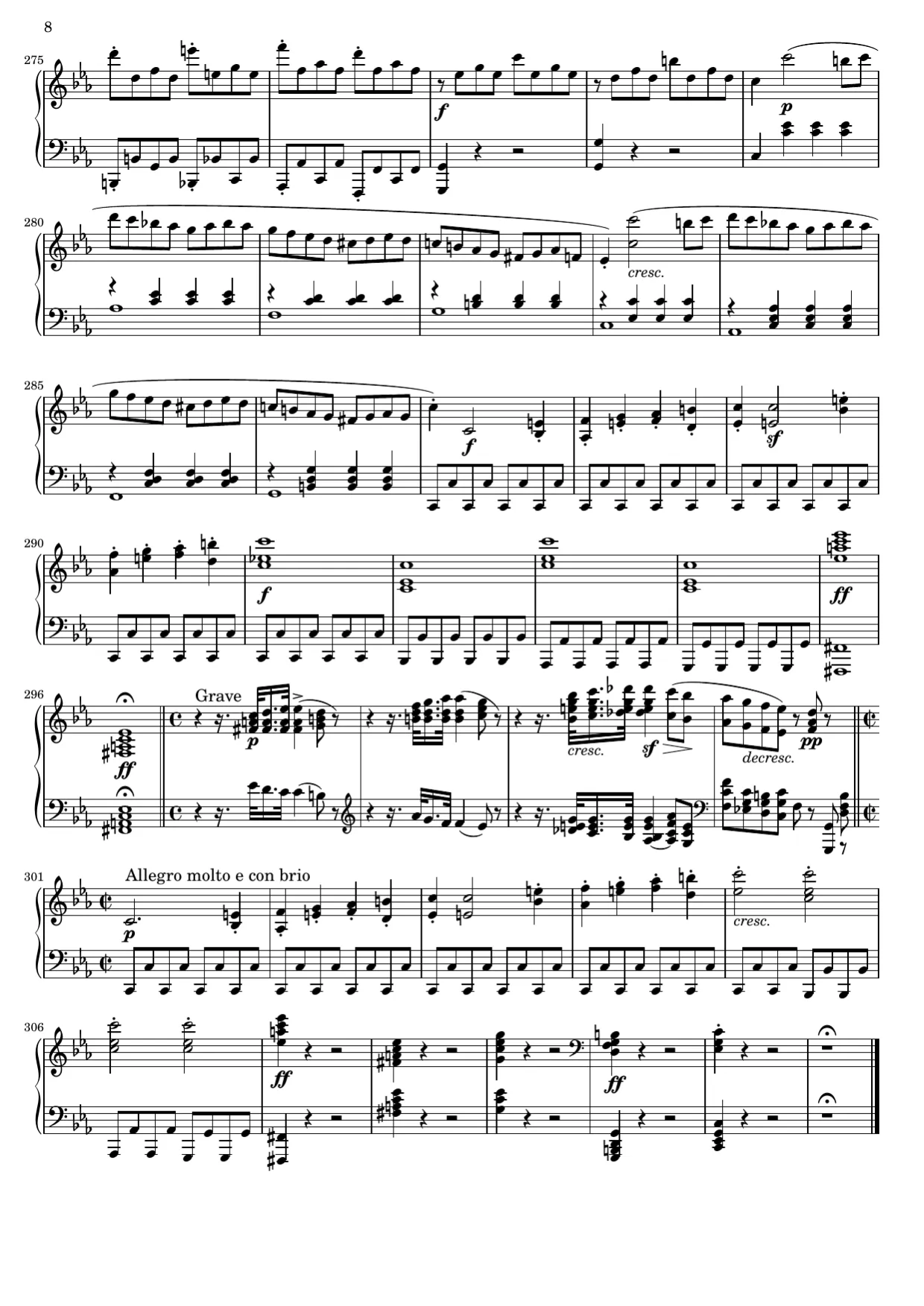 Sheet music page 8, Pathétique Sonata (1st Movement) - Advanced Version