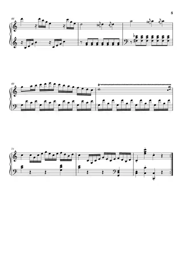 Sheet music page 5 Piano Sonata No. 16 in C Major, K.545 - Advanced Version