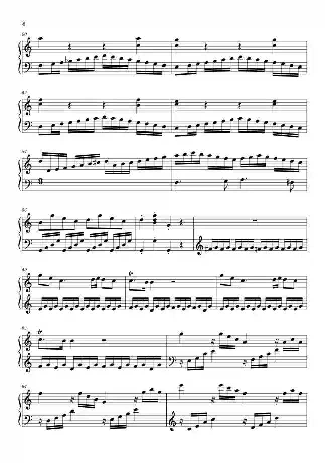 Sheet music page 4 Piano Sonata No. 16 in C Major, K.545 - Advanced Version