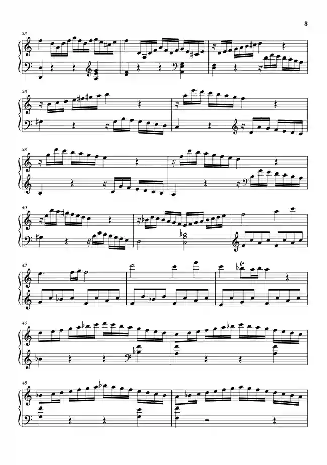 Sheet music page 3 Piano Sonata No. 16 in C Major, K.545 - Advanced Version