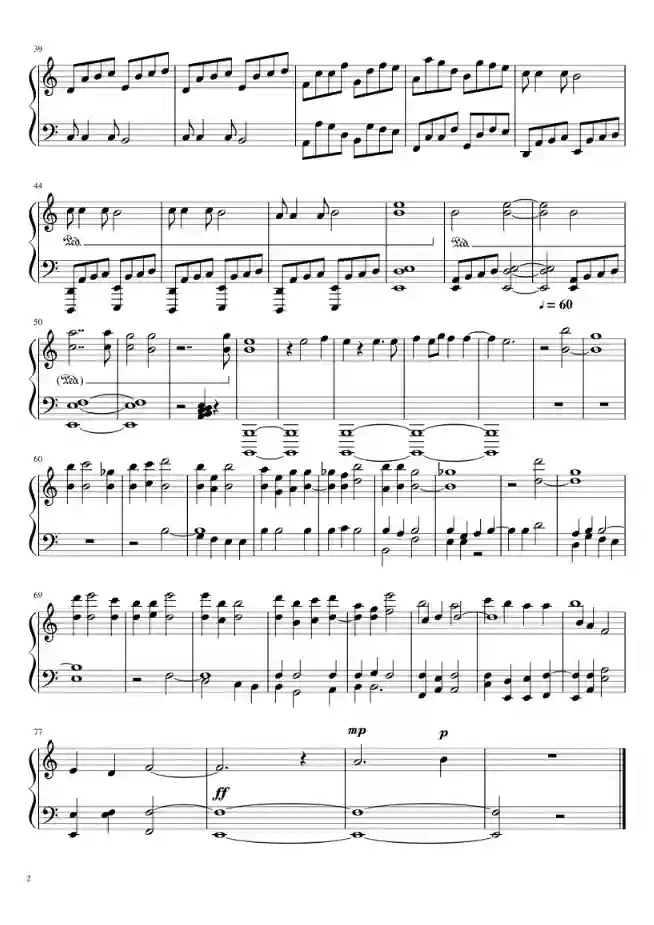 Sheet music page 2 Piano Sonata No. 16 in C Major, K.545 - Beginner Version