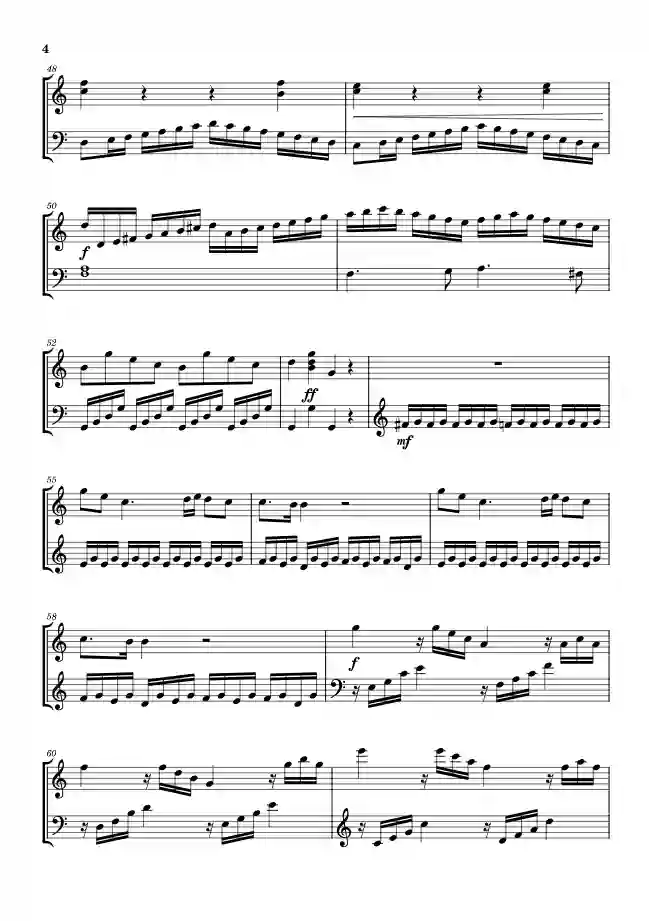 Sheet music page 4 Piano Sonata No. 16 in C Major, K.545 - Intermediate Version