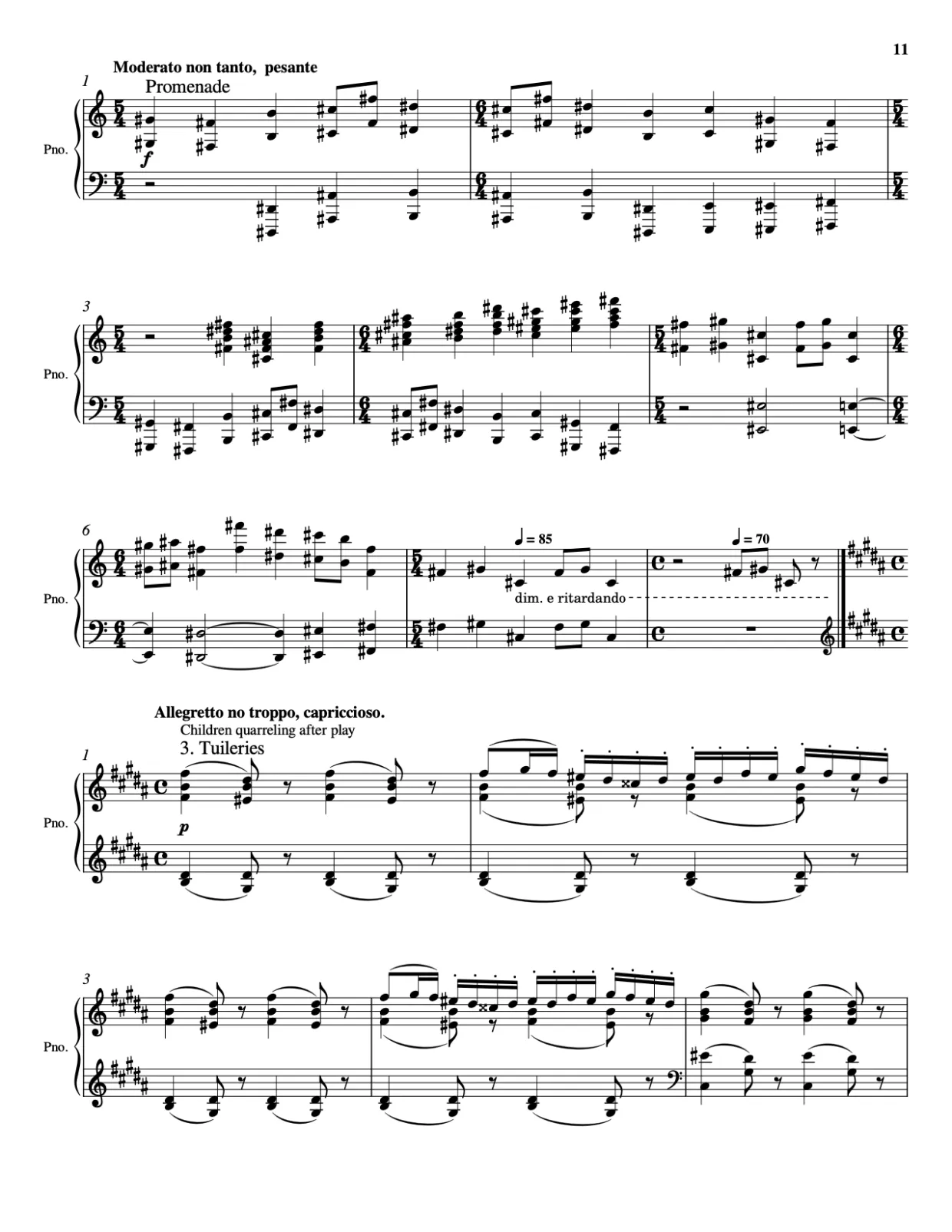 Sheet music page 11, Pictures at an Exhibition - Advanced Version