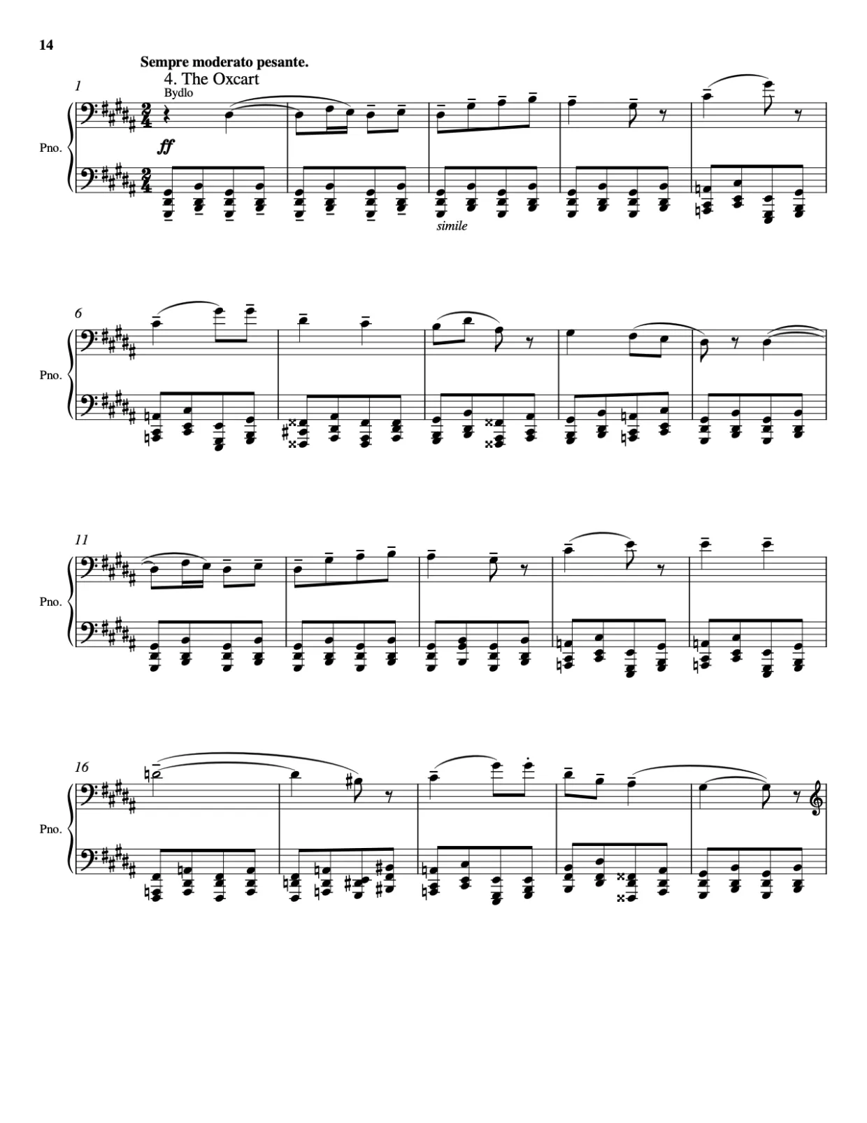 Sheet music page 14, Pictures at an Exhibition - Advanced Version