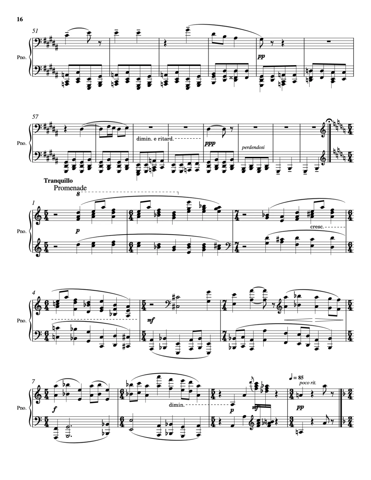 Sheet music page 16, Pictures at an Exhibition - Advanced Version