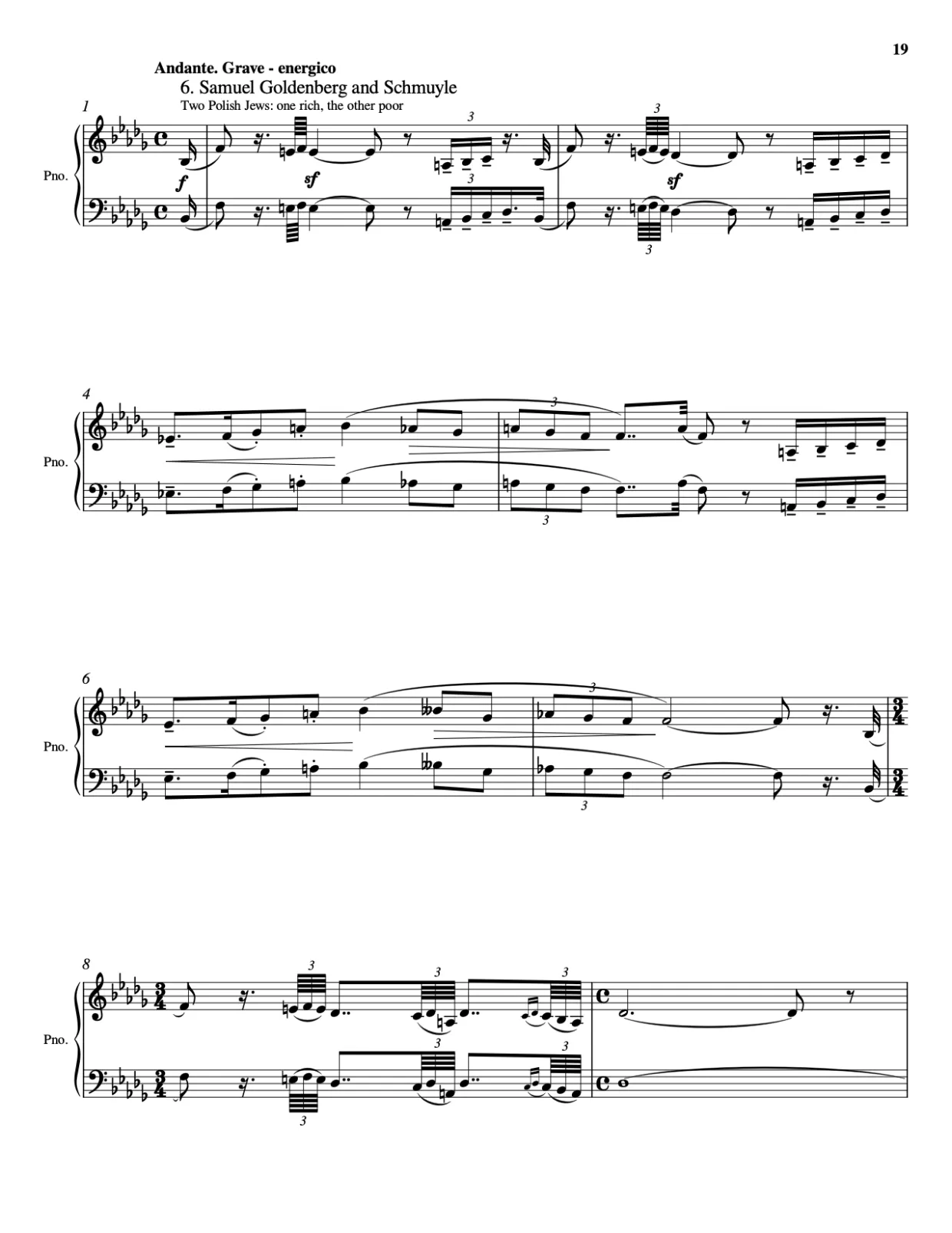 Sheet music page 19, Pictures at an Exhibition - Advanced Version
