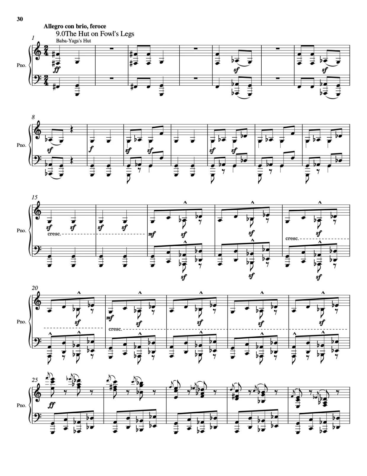Sheet music page 30, Pictures at an Exhibition - Advanced Version