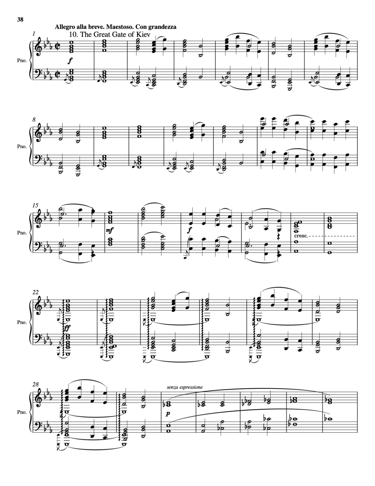 Sheet music page 38, Pictures at an Exhibition - Advanced Version