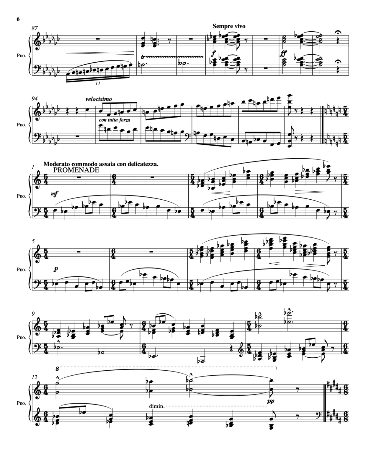 Sheet music page 6, Pictures at an Exhibition - Advanced Version