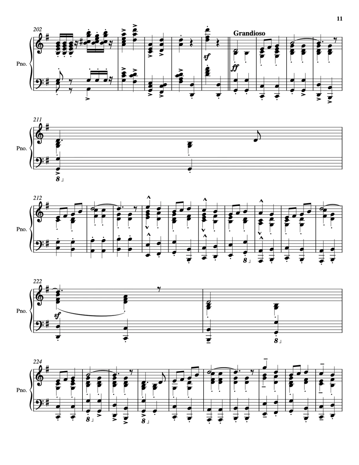 Sheet music page 11 Pomp and Circumstance - Advanced Version