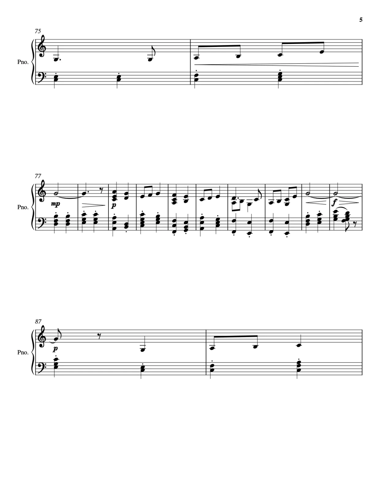Sheet music page 5 Pomp and Circumstance - Advanced Version